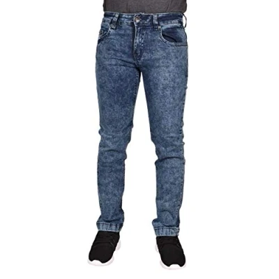 Image of True Face Mens Jeans Slim Fit Stretch Trousers Denim Pants Cotton Bottoms Zip Fly 5 Pockets Western Casual Wear TrueFace 022 Mid Blue 28 S