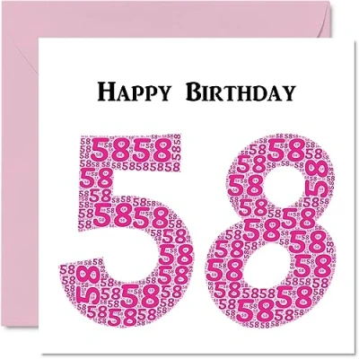 Image of Fun 58th Birthday Cards for Woman Shapecloud Happy Card Dad Mum Grandad Nanny Grandma Uncle Auntie Cousin Friend, 145mm x Greeting Cards,