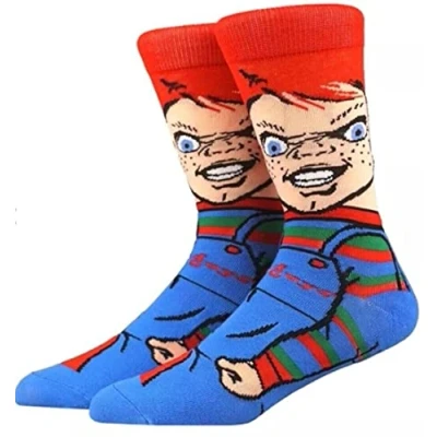 Image of EZB Horror Film Scary Doll Crew Socks Gift Idea for Men &amp; Women Size 6 11 Chucky