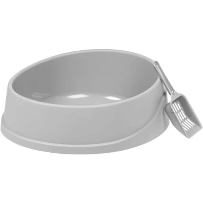 Image of Iris Ohyama Cat Litter Tray with Scoop, Gray, Open Top, Box, High Sided, For Kittens, Rabbits, Small Spill Preventing, BPA Free, Easy to Clean, OCLP 390