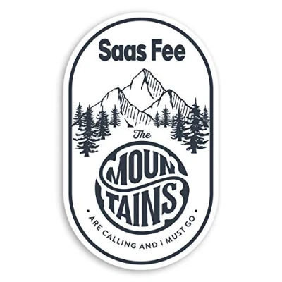 Image of 2 x 10cm SAAS Fee Switzerland Vinyl Stickers Ski Travel Luggage Sticker #30925 (10cm Tall)