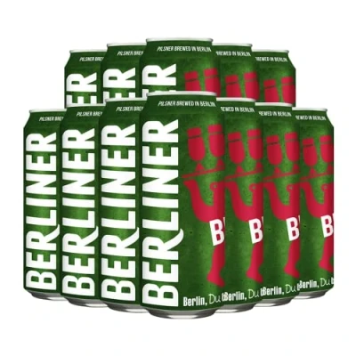 Image of Berliner German Pilsner 500ml Cans (12 Pack) 5.0% ABV Beer Gifts for Men, Birthday Men and Women, Beers Lagers Offers Gift Pack Alcohol Set
