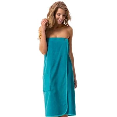Image of Morgenstern Bath Wrap Around Towel Women Teal with Elastic Back One Size