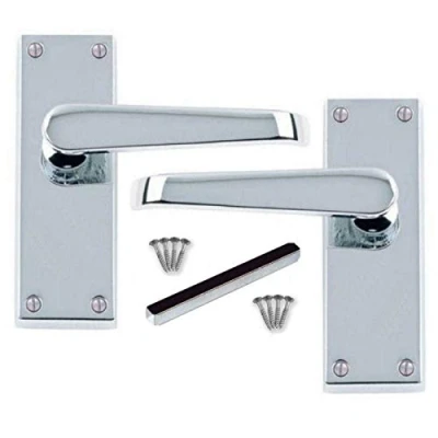 Image of Golden Grace Victorian Straight Lever Latch Door Handle Handles Available in Polished Chrome, Brass and Satin Chrome (Polished Chrome)