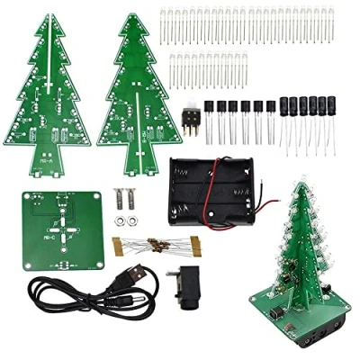 Image of Reland Sun 7 Colors LED Christmas Tree Electronic Assemble Kit, DIY Soldering Practice, Circuit Solder Project for Student Teens (7 Colors)