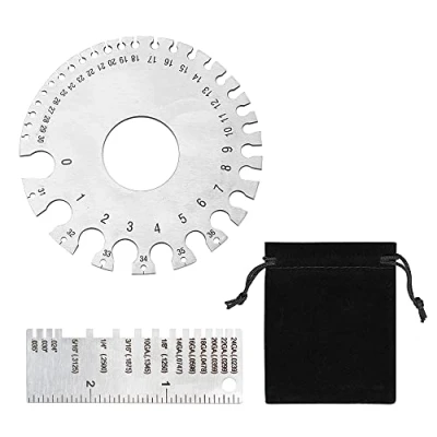 Image of 2 Pieces Wire Gauge Measurement Tool, Stainless Steel Thickness Gauges, Metal Sheet (Silver)