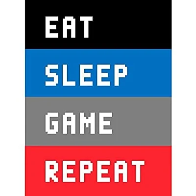 Image of Artery8 Video Game Quote Eat Sleep Repeat Pixels Unframed Wall Art Print Poster Home Decor Premium