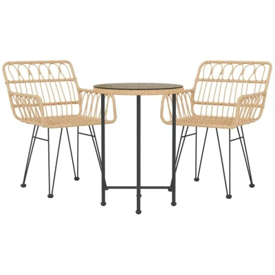 Image of vidaXL 3 Piece Garden Dining Set Poly Rattan