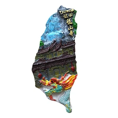 Image of Taiwan Longshan Temple 3D Fridge Magnet Travel Sticker Island shaped Souvenir,Home &amp; Kitchen Decoration China Refrigerator