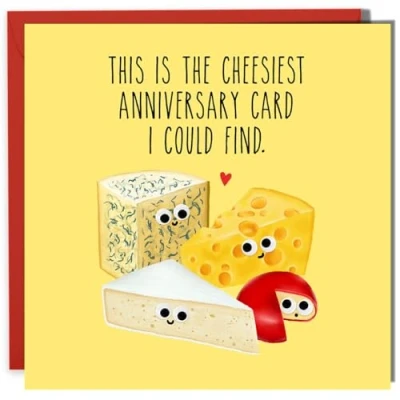 Image of Central 23 Cute Anniversary Card for Her &#039;Cheesiest Card&#039; Sweet Husband Wife Couples Comes with Fun Stickers
