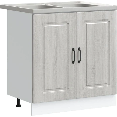 Image of vidaXL Kitchen Cabinet 2 pcs Grey 80 x 46 81.5 cm Engineered wood