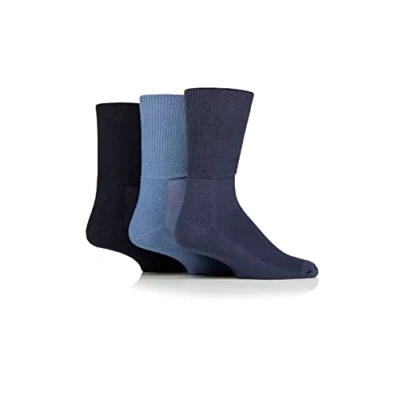 Image of IOMI 3 Pairs SockShop Extra Wide for Swollen Legs BAMBOO Diabetic Socks (as8, numeric, numeric_9, numeric_11, regular, Denim Mix)