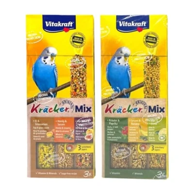 Image of AETN Creations Delicious 2 Pack of Cracker Treats for Budgies Vitakraft plus Fridge Magnet Kracker Bird Food with Vitamins