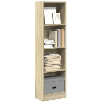 Image of vidaXL Bookcase Bookshelf in Sonoma Oak Finish Engineered Wood Storage Cabinet with Open Compartments for Office, Living Room, Bedroom, and Hallway W 40 x D 24 H 143 cm