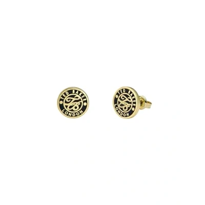 Image of Ted Baker Monlia Monogram Button Stud Earrings For Women (Gold/Black)