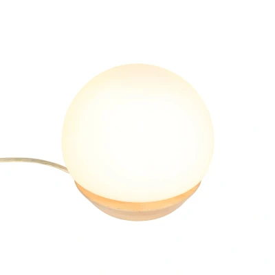 Image of Ancilla Globe Table Lamp Wood Clear, Glass Matt