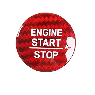 Image of Carbon Fiber Engine Start Stop Switch Sticker Trim Cover Ignition Button Cap Decor Decal Compatible with Volvo XC40 DS09 (Red)