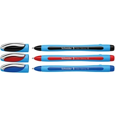 Image of Schneider Slider Memo Ballpoint Pens Black / Blue Red (Wallet Of 3Pcs)