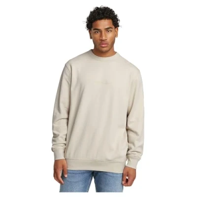 Image of G STAR Script LOGO Sweatshirt, Men&#039;s, Size: Small, Whitebait