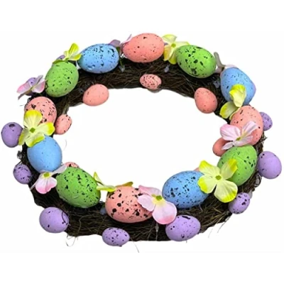 Image of Easter Door 35Cm Wreath Luxury Quality Artificial Blue Pink Purple Egg Bunny