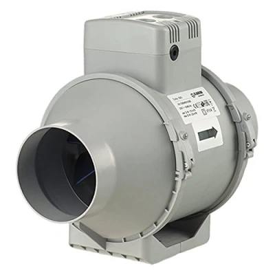 Image of Blauberg UK Turbo 100 T Mixed Flow in Line Extractor Fan, 25 W, 240 V, Grey, 4&quot; / mm Run on Timer