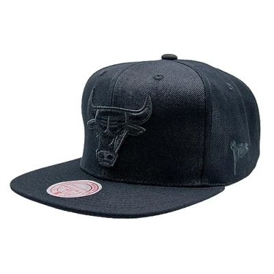 Image of Mitchell &amp; Ness Snapback Cap Visor Print Chicago Bulls One Size Black