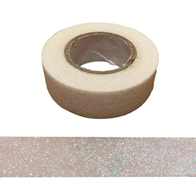 Image of Syntego Glitter Washi Tape Decorative Craft Self Adhesive Stick On Sticky Trim (Iridescent White)