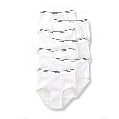 Image of Fruit of the Loom Men&#039;s Basic White Brief Multipack Underwear, XXL (Pack 7)