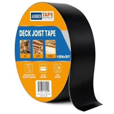 Image of ADHES Deck Joist Tape 1.6inch x 50feet, 1 Roll Weather Resistance &amp; Waterproof for Decking, Flashing Tape, Butyl Ideal Wood Decks Beams Roof, Outdoor Construction Use