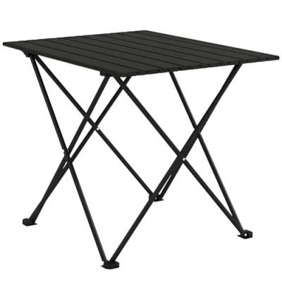 Image of Outsunny Folding Camping Table, Lightweight Metal Picnic Table with Carry Bag, Foldable for Outdoor Camping, Picnic, Hiking, BBQ, Fishing, Black