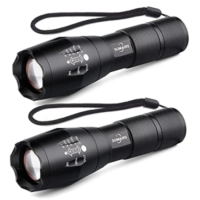 Image of Sumairs Torch, Torch LED Super Bright 2000 Lumen, Flashlight with 5 Lighting Modes, Zoomable, Waterproof Torches for Camping Hiking Outdoor, 2 Pack