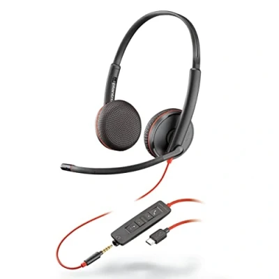 Image of Plantronics Blackwire 3225 Wired Dual Ear (Stereo) Headset with Boom Mic USB C to connect your Mobile, PC or Mac
