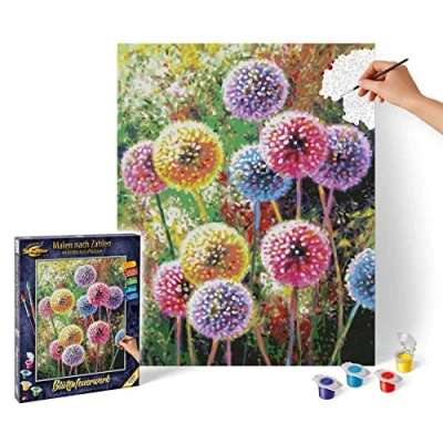 Image of Schipper 609130872 Painting by Numbers Flower Fireworks Pictures for Adults with Brush and Acrylic Paints 40 x 50 cm