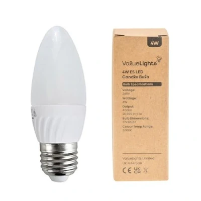 Image of MiniSun Thermal Plastic 4w High Power LED ES E27 40w Replacement Frosted Opal Candle Bulb 3000K Warm White