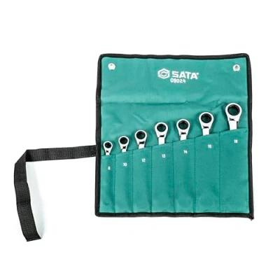 Image of SATA ST09024SJ 7 Piece 12 Point Metric Double Ratcheting Wrench Set