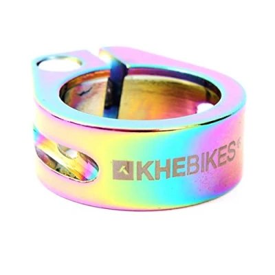 Image of KHEbikes BMX Seat Clamp, 25.4 mm 7005 Aluminium, Oil Slick, 13.5 Height, CNC Milled, Laser Logo, W111