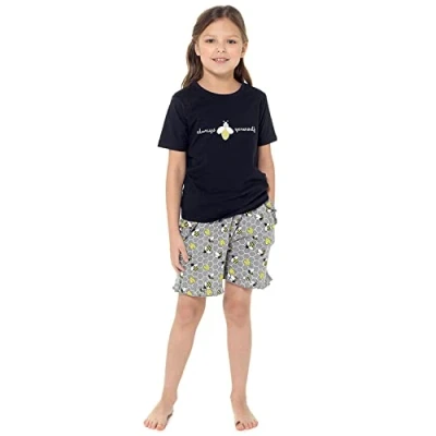 Image of undercover lingerie Girls Bee Short Pyjamas LN016 Black/Grey 11 12 Years