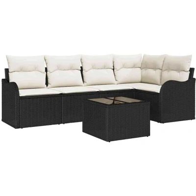 Image of vidaXL 5 Piece Garden Sofa Set with Cushions Brown Poly Rattan