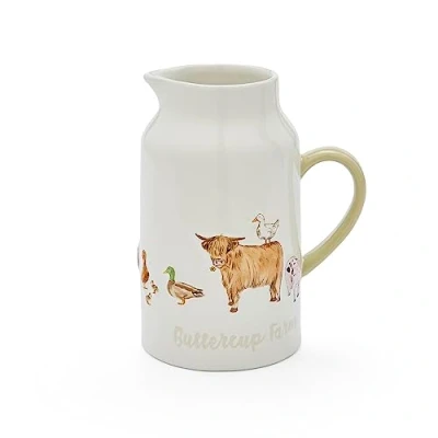 Image of Cooksmart British Designed 1 Pint Milk Jug Ceramic for All Type of Kitchens Traditional or Cream Buttercup Farm