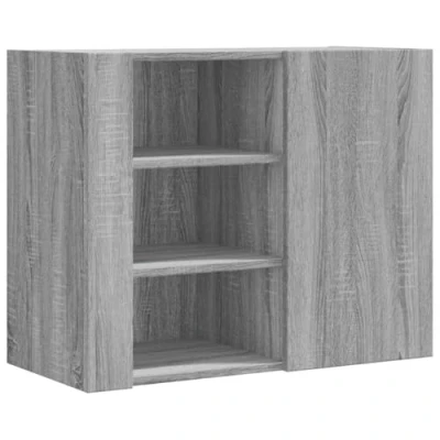 Image of vidaXL Wall Cabinet Grey Sonoma Engineered Wood, 6 Compartments, 75x35x60 cm For Kitchen/Bathroom/Bedroom Storage