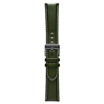 Image of pininfarina Watch Strap Genuine Italian Leather 22mm Band for Senso Hybrid Smart with Steel Buckle &amp; Quick Release 125mm Long End 75mm Short Length Green Dark Grey