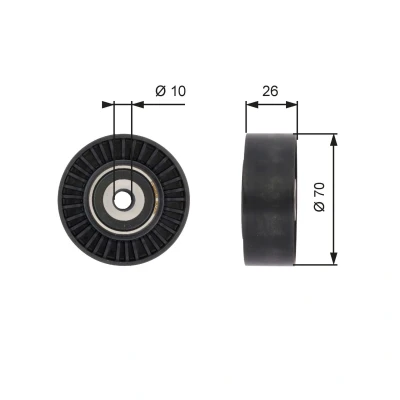 Image of 1456983, 6G9Q19A216AA Idler Pulley GATES FleetRunner Micro V Kit T36393 LAND ROVER: Freelander 2 Off Road, JAGUAR: XF Saloon, FORD: Galaxy Mk2 MPV
