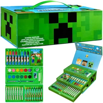 Image of Minecraft Art Set, Colouring Sets for Children, Over 40 Supplies Kids