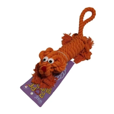 Image of Henry Wag Travel Companion Rope Buddy Sebastian Squirrel Pet Comforter when Travelling &amp; Soft Natural Cotton Construction Small (Orange)