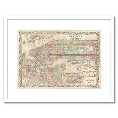Image of Wee Blue Coo Map Antique Mitchell New York City Framed Wall Art Print