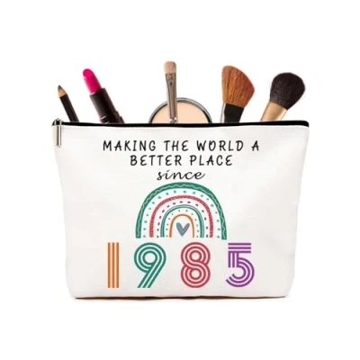 Image of 40th Birthday Gifts for Women Ideas Rainbow Cosmetic Bags, Personalised 40 Year Old Lady Present Mum, Best Friend, Sister, Wife, Presents Female ﻿