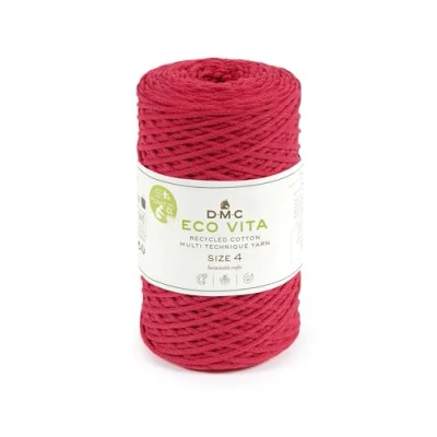 Image of DMC Eco Vita 4, Red Crochet Knitting Macrame Yarn, 250g