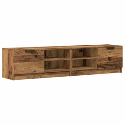 Image of vidaXL TV Cabinets Set of 2 Old Wood Stand Engineered Media Living/Bedroom Storage 80x35x36.5 cm