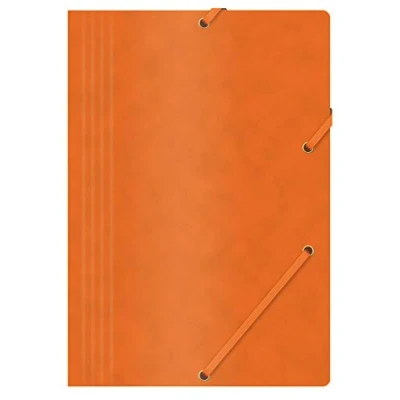 Image of Elasticated File Office Products Pressed Board A4 390gsm 3 Flaps Orange/Document Archiving/Type flap/Kind with Eraser/Index N.a. / Pockets Material Cardboard/Dividers