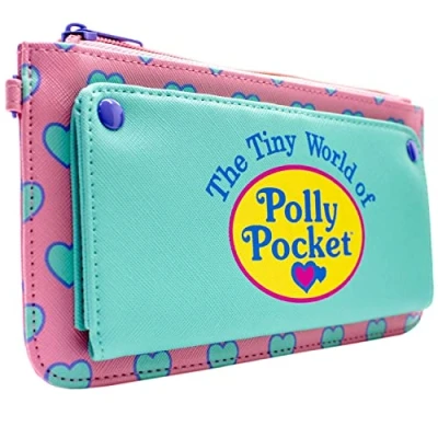 Image of Animation The Tiny World of Polly P Heart Pattern Purse Clutch Coin Pocket &amp; Card Holder, Pink